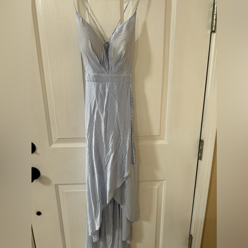 Women’s sundress Spaghetti strap high, low sundress, pinstripe, size small